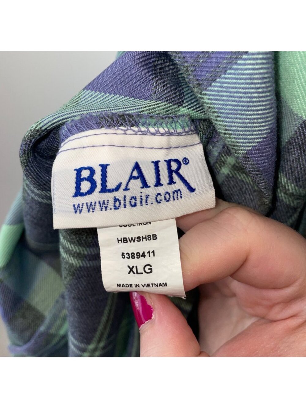 Blair Womens XL Plaid Skirt With Elastic Waistband Green Purple - Picture 5 of 6